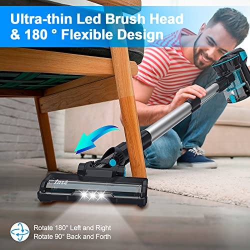 INSE Cordless Vacuum Cleaner, Lightweight Stick Vacuum Up to 45min