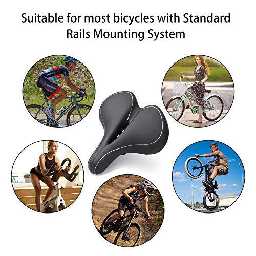 Super Comfy Wide Bike Seat - Extra Large Padded Saddle For Men & Women - Fits Ebikes, Mountain Bikes & Exercise Bikes