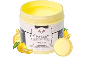 Colorantic | LEMON PIE Chalk Based Paint for Furniture Painting DIY, Cabinets, Glass - Multi-Surface Craft Paint- Non-Toxic | LIGHT YELLOW Decorative Painting for Wax Finish Wood Waverly (8 oz (Pack