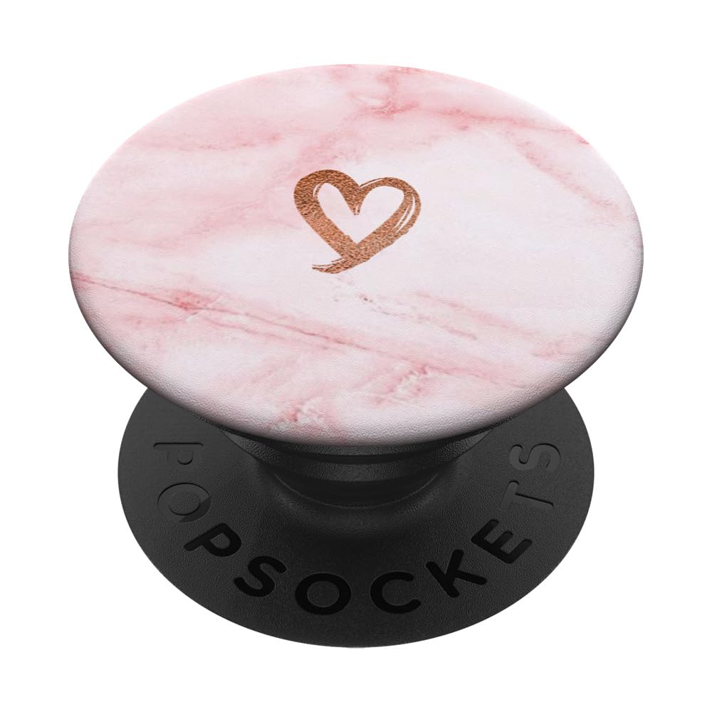 Rose Minimalist Heart Pink White PopSockets Adhesive PopGrip