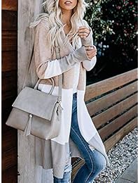 Chaqueta de punto para mujer de manga larga con diseño de bloques de color