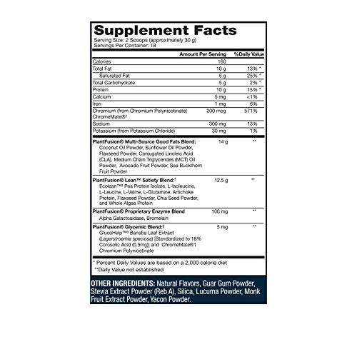 PlantFusion Complete Plant Based Keto Blend |1:1 Fats + Protein Powder Drink, Ketogenic Diet Supplement, MCTs, No Sugar, Gluten Free, Non Dairy, Vegan, Non Soy, Non GMO | Creamy Vanilla Bean,19.05 Oz