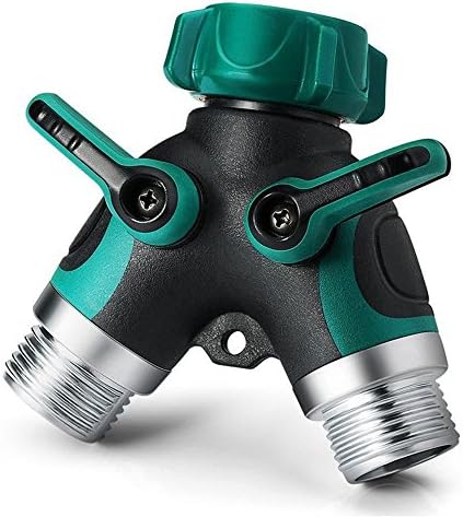 Garden Hose Splitter-2 Way Y Hose Connector Y Type Metal Garden Hose Splitter with Comfortable Rubberized Grip Fits With Outdoor Faucet Sprinkler Drip Irrigation Systems (2Y-B)