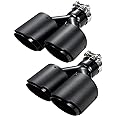 A-KARCK Carbon Fiber Exhaust Tip 2.5" Inlet to Dual 3.5" Outlet, High Temperature Resistance 9.8" Long Stainless Steel Tailpipe tip, Set of 2