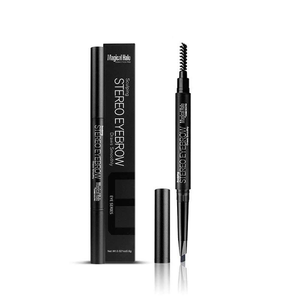 Long Lasting Sweat Proof Smudge Proof Eyebrow Pencil Waterproof Brow Liner Drawing Eye Brow with Brush Automatic Makeup Cosmetic Tool (Gray)