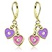 Double Heart Hoop Earrings For Girls | Nickel Free Earrings For Little Girls With Dangle Hearts 18k Gold Plated Leverback | Girls Earrings Hypoallergenic - Childrens Earrings Nickel Free Earrings