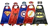 Superhero Capes And Mask Halloween dress Up Superhero Costumes 5 SET For Kids