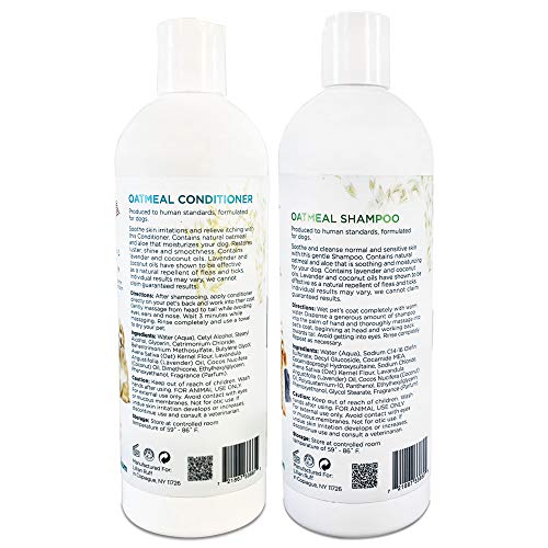 Lillian Ruff Dog Oatmeal Shampoo and Conditioner Set - Safe for Cats - Lavender Coconut Scent for Itchy Dry Skin with Aloe- Deodorize and Soothe - Gentle Cleanser for Normal to Sensitive Skin (16oz.) - Thumbnail 2