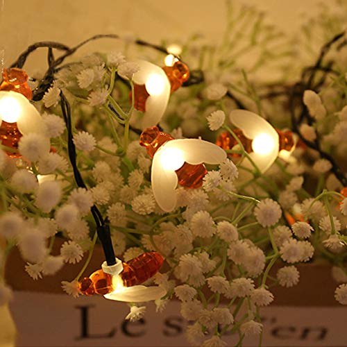 Solar Garden Lights, Cshare 50 LED Honeybee Fairy String Lights，8 Mode 7M/ 24Ft Waterproof Outdoor/Indoor Solar Powered Decorative Lighting for Home, Patio, Party, Christmas,Decoration (Warm White)