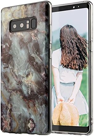 Galaxy Note 8 Case, [Marble Pattern] Ultra Slim Lightweight Soft TPU Rubber Skin Anti Slip Case Cover for Samsung Galaxy Note 8 - Black/Purple