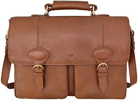 Hidesign Parker 02 Briefcase Bag - Laptop Bag - Messenger Bag - For Men - Casual Travel - Travel Bag - With Fixed & Adjustable Leather Shoulder Strap - Travel Bag - For Work