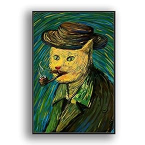 Framed Canvas Wall Art for Living Room, Bedroom Funny Cats Abstract Oil Painting Features Canvas Prints for Home Decoration Ready to Hanging - 16x24 inches