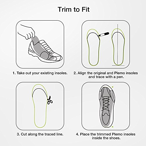 Plemo Insoles for Women Running Shoes, Breathable and Absorbent Sports Shoe Inserts for Plantar Fasciitis and Pain Relief (Size 6-10 Green)