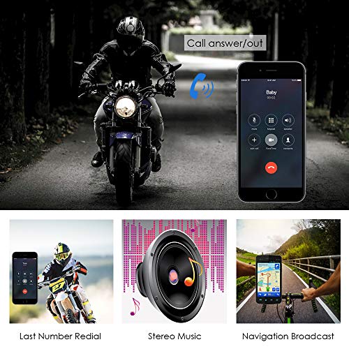Helmet Bluetooth Intercom Kit Bluetooth Intercom Helmet Headset 1200m Motorcycle Headphone Waterproof for 6 Riders Waterproof 2 Pack - Thumbnail 3