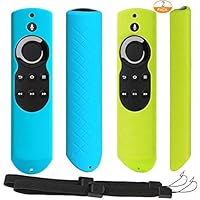 [2 Pack] Anti-Slip Shockproof Silicone Remote Case Cover with Lanyard for Fire TV with 4K Alexa Voice Remote (2017 Edition) (2nd Gen) / Fire TV Stick Alexa Voice Remote (Green + Turquoise)