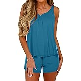 Ekouaer Pajamas Sets for Women Tank Tops with Shorts Sleepwear Nightwear Pj Set S-XXXL