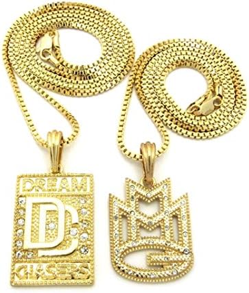 Janestore Fashion Mmg Music Group &amp; Dream Chasers Pendant &amp;Box Chains Necklace Set