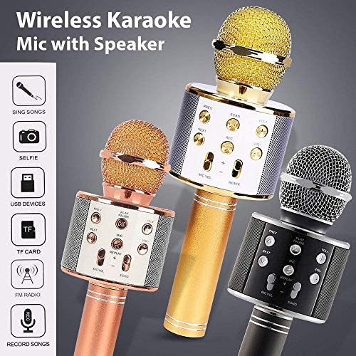 MAGBOT WS-858 Wireless Bluetooth Microphone Recording Condenser Handheld Microphone Stand with Bluetooth Speaker Audio Recording for All Android and iOS Devices {Random Colour}
