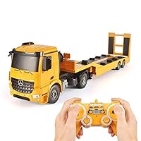 HLKYB RC Tow Truck Licensed Mercedes-Benz Acros Detachable Flatbed Semi-Trailer Engineering Remote Control Trailer Truck Toy with Sound and Lights Best Gift for Boys