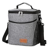 Daily Nordic Insulated Lunch Bag (9L) Large Lunch Box Food Tote for Adults, Men/Women [Leakproof, Water Resistant, Thermal] Keeps 12 cans, Bento Boxes, Drinks fresh for Picnic, Work, Travel, grey