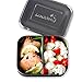 LunchBots Medium Duo Snack Container - Divided Stainless Steel Food Container - Two Sections for Half Sandwich and a Side - Eco-Friendly - Dishwasher Safe - Stainless Lid - Blue Dots