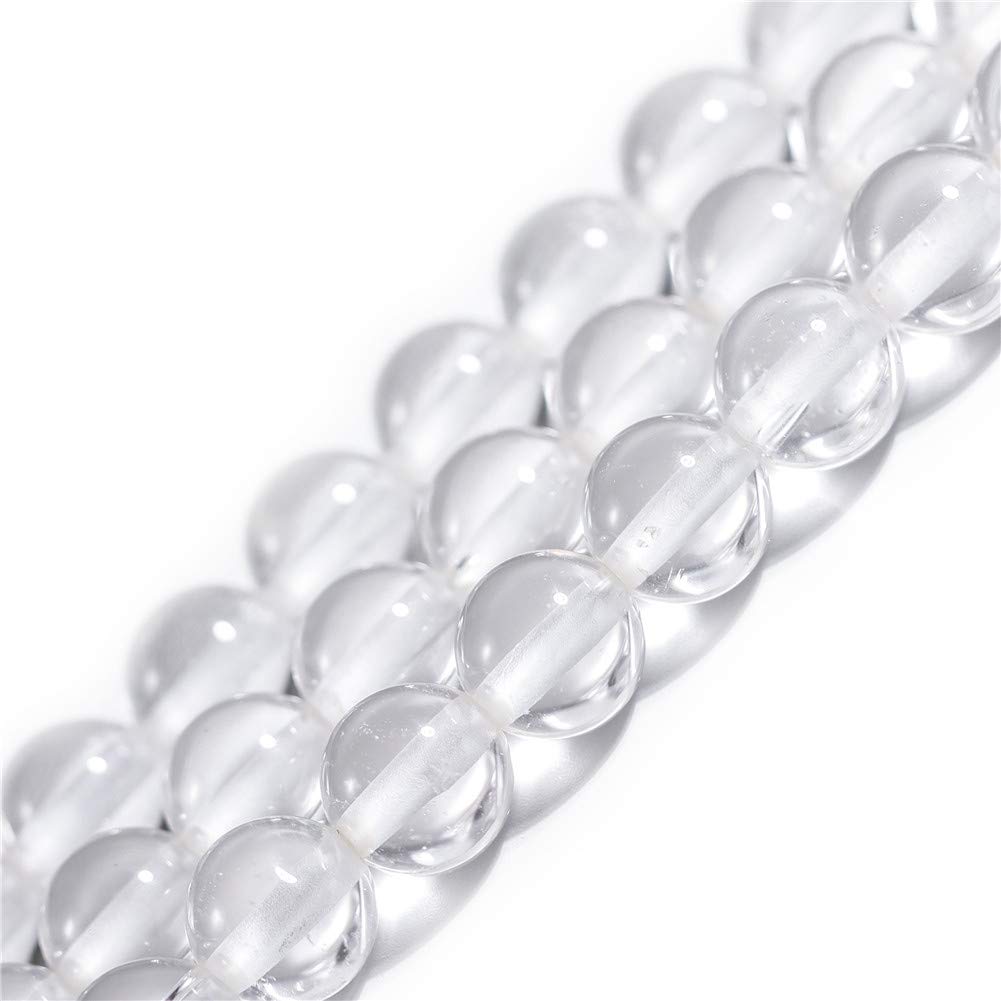 Natural White Clear Quartz Crystal Gemstone Semi Precious Round 8mm Loose Beads for Jewellery Making DIY Bracelet Necklace Crafts 15''