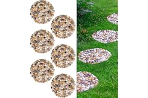 QUALDOUT River Rocks Stepping Stones Pavers Outdoor for Garden Walkway, Pebbles Polished Gravel for Yard Lawn Patio Pathway Landscaping, 6PACK (Roundness)