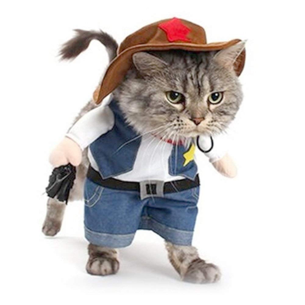 Meihejia Cat Cowboy Costume Hat Funny Costume for Cats & Small Dogs XL