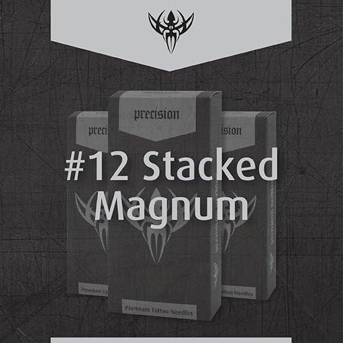 Precision Needles - Box of 50 Premade Sterilized Tattoo Needles - #12 Standard, 13-Magnum Stacked