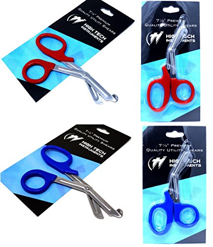 2 PCS ( RED & BLUE) PARAMEDIC UTILITY BANDAGE TRAUMA EMT EMS SHEARS SCISSORS 7.25 INCH STAINLESS STEEL ( HTI BRAND)