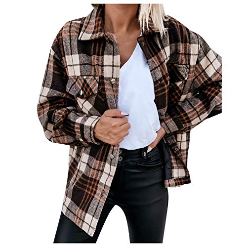 Flannel Shirt Lightweight Shirt Jacket Women's IQKA Women's