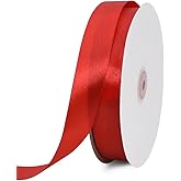 TONIFUL 1 Inch x 100yds Red Satin Ribbon, Thin Solid Color Valentine Ribbon for Gift Wrapping, Crafts, Hair Bows Making, Wedding Party Decoration, Sewing, Invitation Cards, Floral Bouquets, Christmas