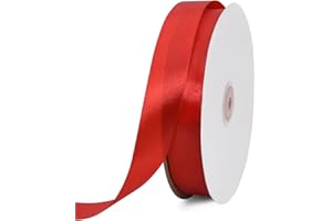 TONIFUL 1 Inch x 100yds Red Satin Ribbon, Thin Solid Color Satin Ribbon for Gift Wrapping, Crafts, Hair Bows Making, Wedding Party Decoration, Sewing, Invitation Cards, Floral Bouquets, Christmas
