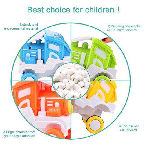 BBLIKE Toddler Car Toys, 4 Packs Early Educational Toddler Baby Toy Train Set, Friction Powered Push and Go Cars for 1 2 3 Year Old Boys & Girls Gift