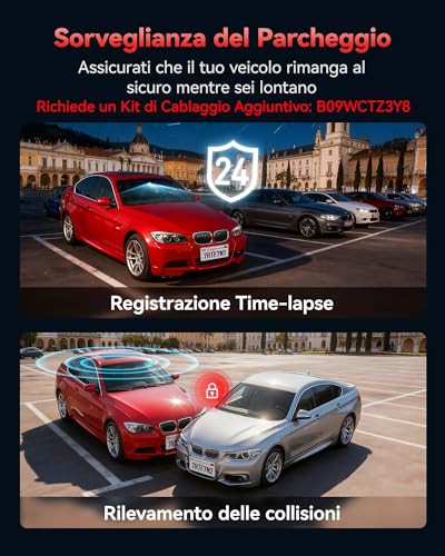 REDTIGER F7N-N Dash Cam Auto 4K Fronte e Retro, WiFi 5.8GHz 20MB/s con APP, Dashcam 2160P/FHD GPS Preciso, WDR, Schermo 3.18", Visione Notturna, Monitor Parcheggio 24H (Senza Scheda)