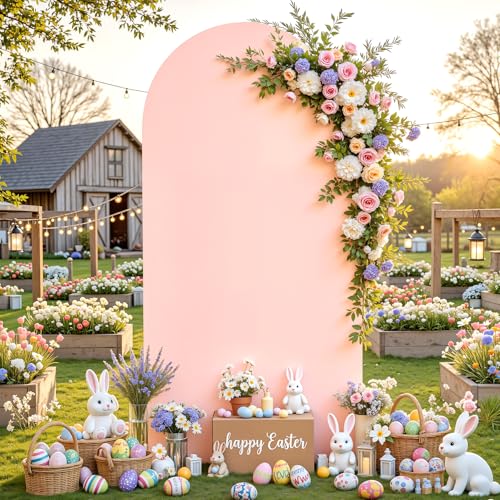 PARTISKY Pale Pink Arch Backdrop Cover Polyester