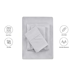BLC KM King Bed Sheets Light Grey, Brushed