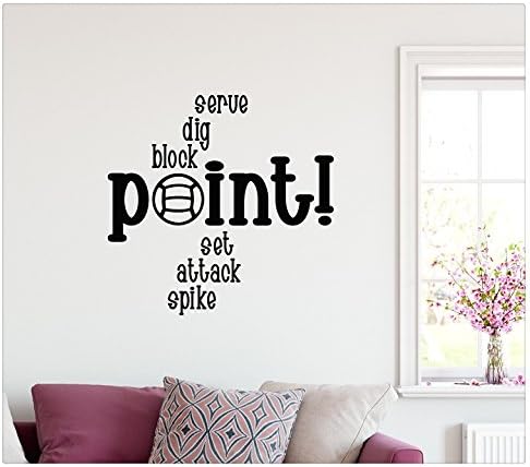 24"x24" Volleyball Serve Dig Block Point Set Attack Spike Collage Saying Sport Ball Net Team Play Wall Decal Sticker Art Mural Home Decor Quote