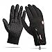 Waterproof Touchscreen Cycling Gloves Winter Warm Full Finger Outdoor Ski Snow Bike Women Men Adjustable Size Glove for Smart Phone,Black,S /Plam width:2.95in
