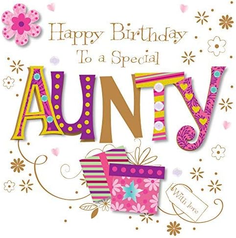 Special Aunty Happy Birthday Greeting Card by Talking Pictures Cards, Multicolor, 15cm x 15cm