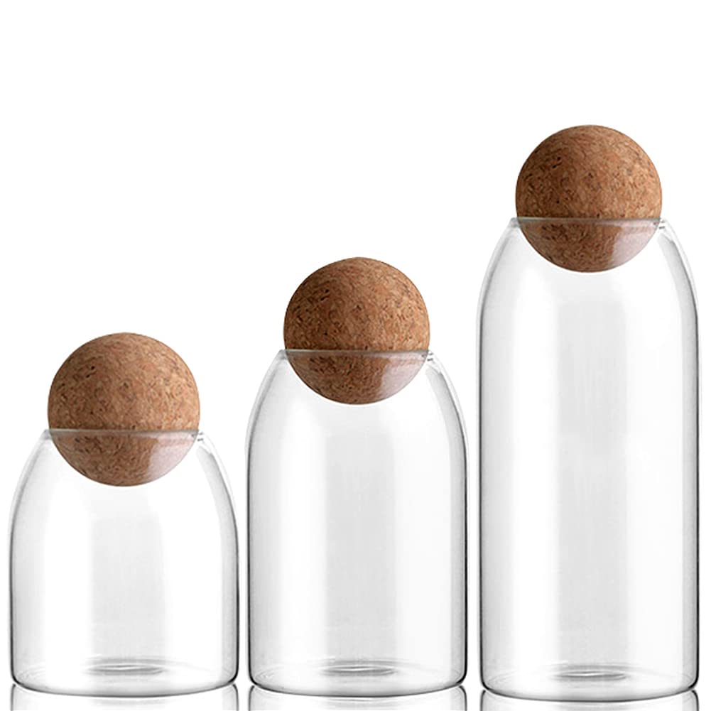 JUVEL 3 Piece Glass Jars with Lid - Kitchen Storage Container Set with Lids Airtight Containers for Pasta, Flour, Guard, Cereal