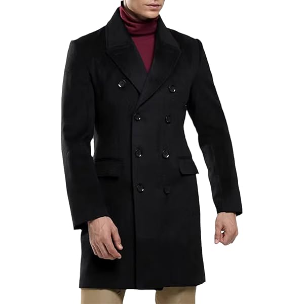 Men Wool Jacket Thicken Trench Coat Mens Woolen Overcoat Mid