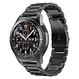 Gear S3 Frontier Band XL/Large, Oitom Premium Solid Stainless Steel Watch Bands Link Bracelet Strap for Samsung Gear S3 Classic Gear S3 Frontier Galaxy Watch 46mm Smart Watch Fitness Black
