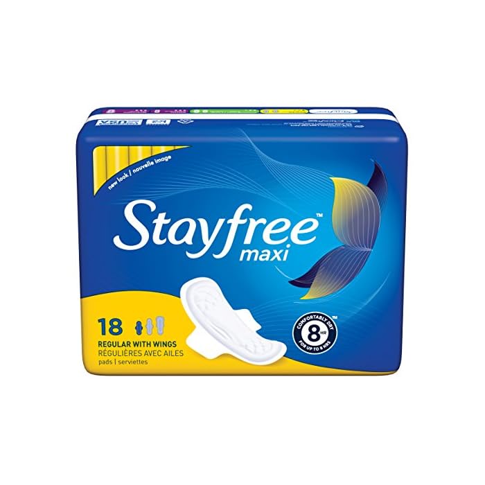 STAYFREE Maxi Pads Regular With Wings Blue 18 Each Blue (Pack of 2)