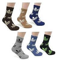 Magg 6 Pairs of Mens Ultra Soft Warm Fuzzy Marijuana Weed Leaf Printed Socks (Weed styled 6 pack)