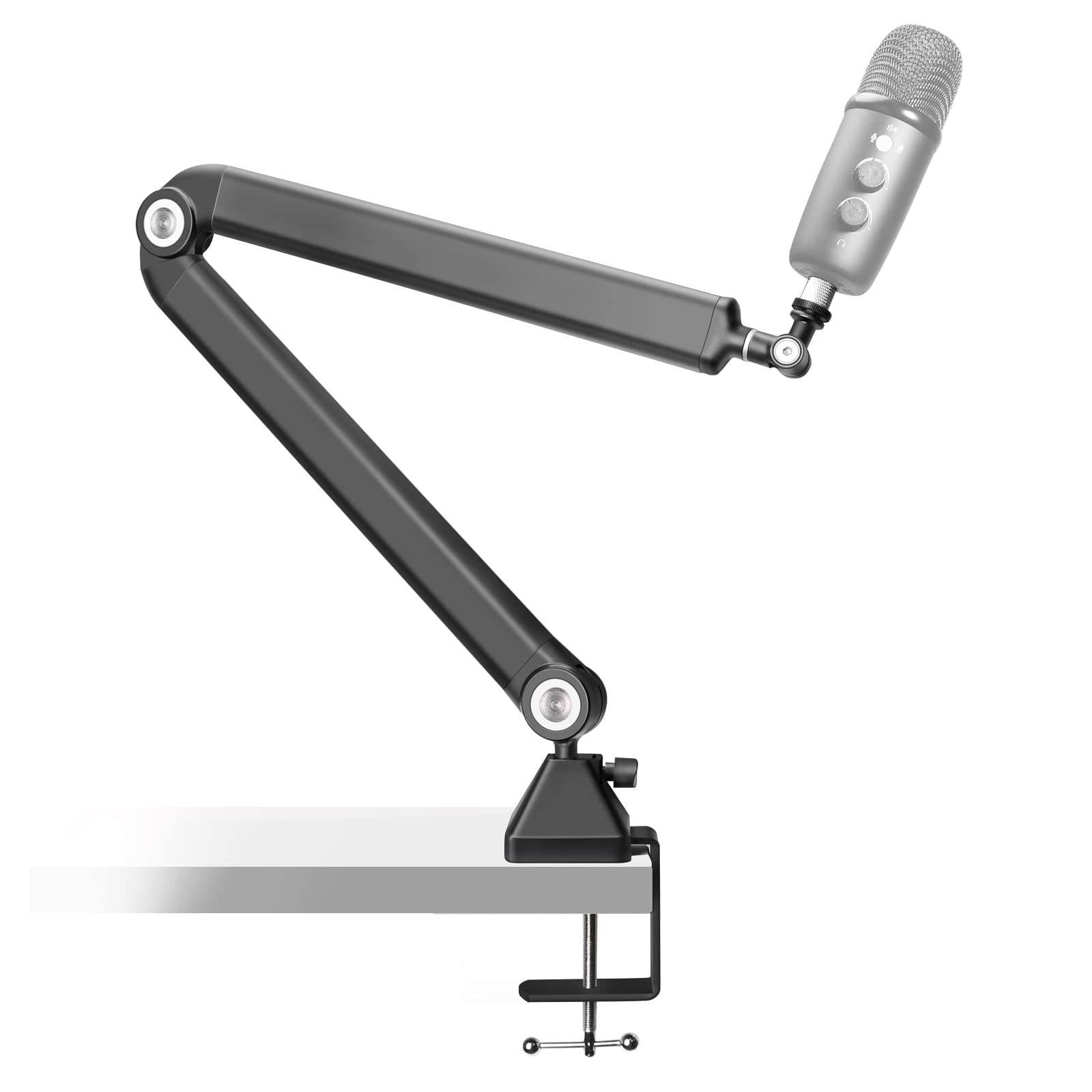 AFAITH Microphone Boom Arm Stand with Cable Management, Professional Heavy Duty Mic Stand for Broadcast Gaming Streaming Recording, Compatible with Blue Yeti Nano Snowball and Other Mic