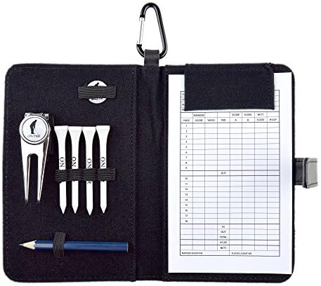 ON PAR Golf Leather Organizer in Presentation Gift Box - Divot Repair Tool, Ball Marker, Golf Tees, Pencil and Scorecard