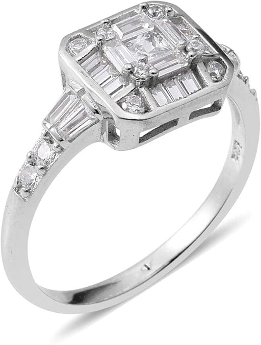 ELANZA 925 Sterling Silver Simulated Diamond CZ Cocktail Ring for Women