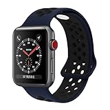 YC YANCH Greatou Compatible for Apple Watch Band 38mm,Soft Silicone Sport Band Replacement Wrist Strap Compatible for iWatch Apple Watch Series 3/2/1,Nike+,Sport,Edition,M/L,Black Midnightblue