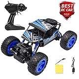 Jeestam RC Car, 2.4GHz Radio Remote Control Car 1:18 Scale 4WD High Speed Off Road RC Trucks Rechargeable Batteries Racing Monster RC Toy Car, for Kids and Adults (Blue)